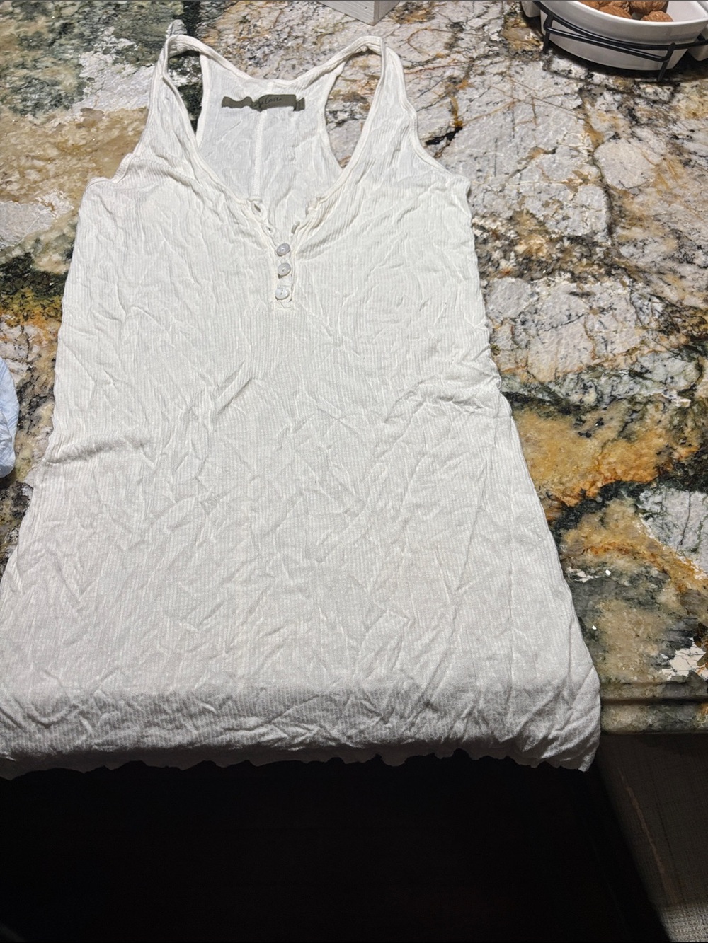 Off-White Ribbed Button-Front Camisole - Picture 2 of 2